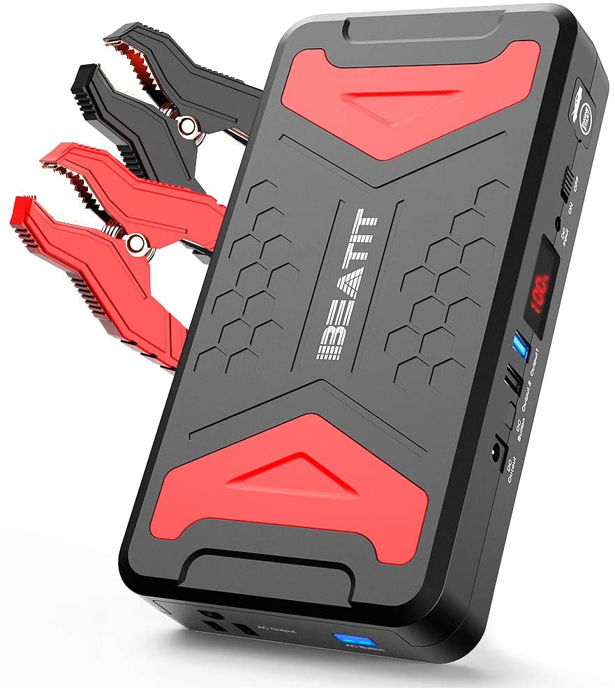 BEATIT QDSP 2200Amp Peak 12V car Jump Starter (Up to 10.0L Gas and 10.0LDiesel Engine) 21,000mAh power bank With 100W 110V portable power station inverter