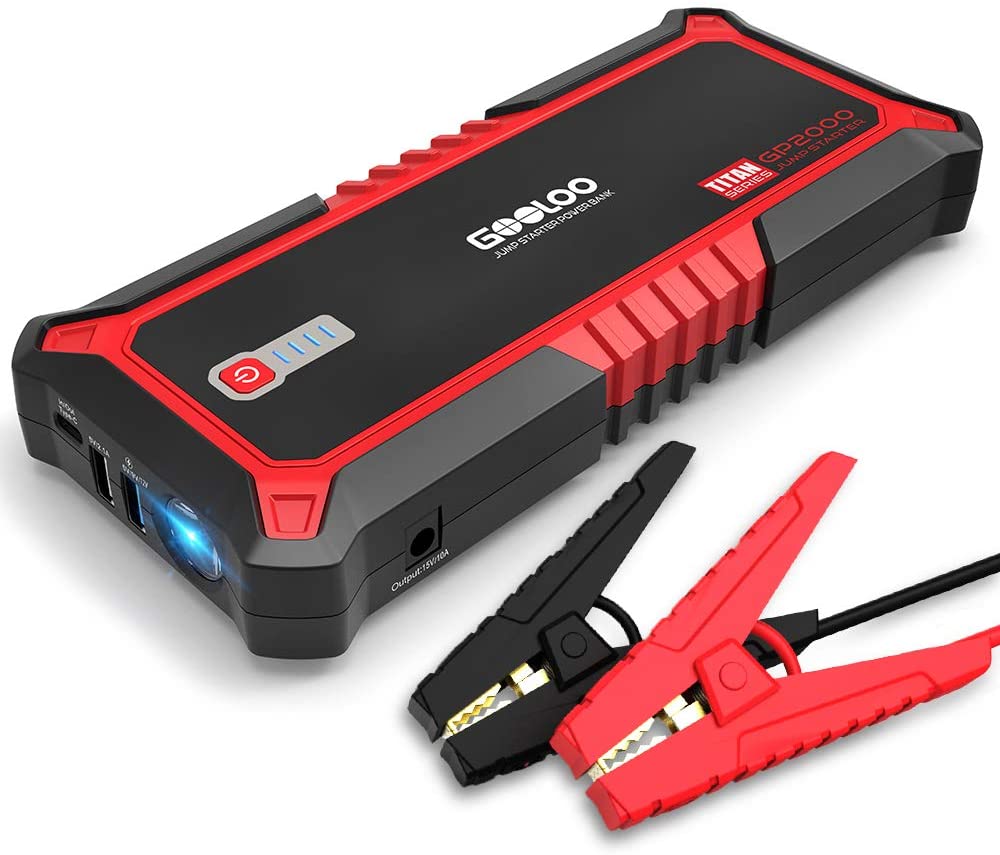 Gooloo GP2000 Upgraded 2000A Peak Super Safe jump starter with USB Quick Charge 3.0